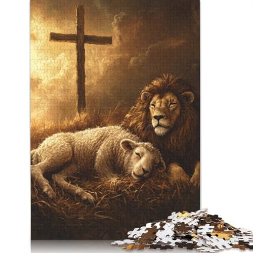 Puzzle für Erwachsene, christlicher Löwe, Holzpuzzles für Teenager, Geschenke, Heimdekoration, Puzzlespielzeug, 500 Teile (52 x 38 cm)