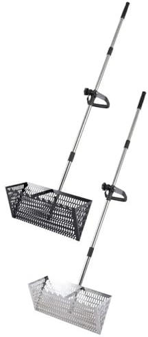 Sandfloh-Rechen Sandsiebharke mit langem Griff, handlicher Sandsieb einfachem, for Auflockern von Gartenerde beim Camping im Freien(Black)