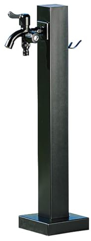 Columna de agua de jardín de acero inoxidable con doble grifo para riego y lavado