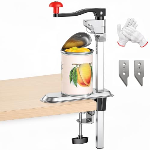 Heavy Duty Tin Opener, Table Mount Commercial Can Opener with Replaceable Stainless Steel Blades, Manual Tin Opener for Cans Up to 13'' Tall, Can Open Tool for Restaurant, Bar, Hotel