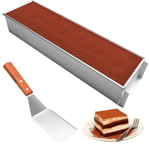 Molde rectangular ajustable, de acero inoxidable, forma de tiramisú, molde para tarta de queso con tapa acrílica, espátula, sin BPA, moldes reutilizables para tartas, brownies, lasaña, tartas, tartas