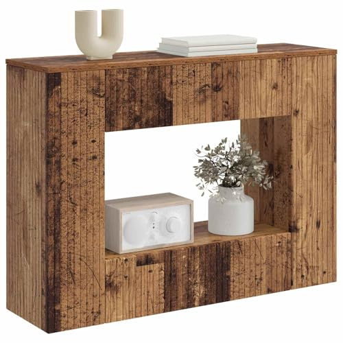 vidaXL Konsolentisch Gestreift Altholz 101 x 29 x 74 cm Holzwerkstoff, Wohzimmer, moderner Konsole Tisch, rechteckig, langlebig, wasserabweisend, Akzent für Flur, kompakte Ablage