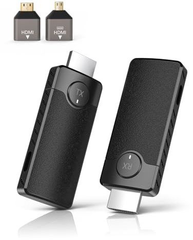 AIMIBO Wireless HDMI Transmitter and Receiver 1080P, 5.8G Kabellos Funkübertragung 4K Dekodierung, Kabelloses Sender Empfänger Drahtlos übertragen 30M, Streaming Video von Laptop/PC zu TV/Projektor