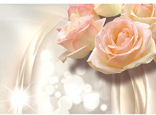 Runa Art Fototapete Blumen 3D Rose 352 x 250 cm Vlies Tapeten XXL Moderne Wandtapete Wohnzimmer Schlafzimmer Beige 9129011c