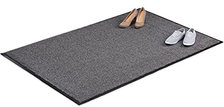 Relaxdays Schmutzfangmatte grau, Fußmatte Innen, Schmutzmatte groß, Fußabtreter dünn, Türmatte 120x180 cm, schwarz-grau