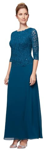 Alex Evenings Damen Kleid mit 3/4-Ärmeln, Stretch-Spitze, Mieder, einteiliges Kleid