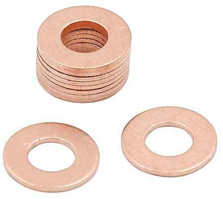 sourcing map 10pcs 7mm Diámetro Interno Arandelas de Cobre círculo de Juntas de Sellado Plano