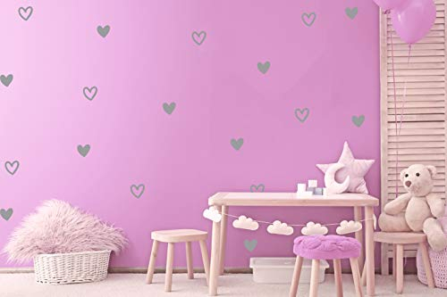 Wandtattoo Herz zum Kleben an der Wand Herzen Babyzimmer Kinderzimmer Wandaufkleber Heart (40er Set Herzen, Grau)