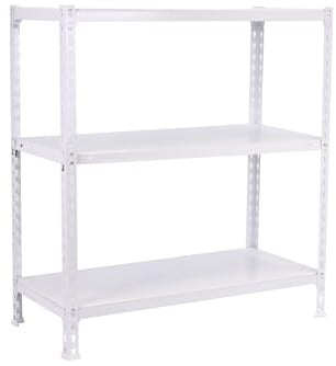 Simon Rack Ecoclick Étagères de Rangement, 90 x 80 x 50 cm, (H x l x L), 3 étagères, 70 kg de Point Flexion, Acier galvanisé, Blanc