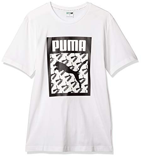 PUMA Mens Logo Fill Tee Graphic Print T-Shirt White 597413 02