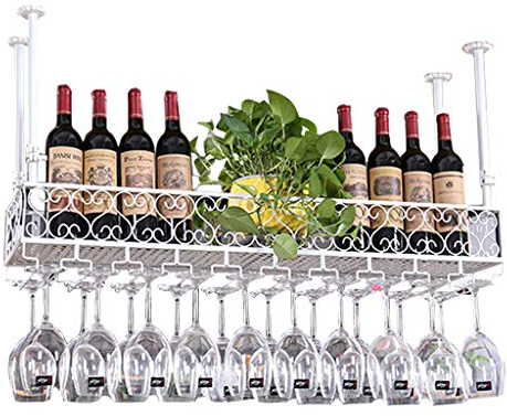 Weinhalter Weinregale mit Glashalter Wand für Küche Schrank Keller Bar | Metall Weinglashalter Regal Decke Hängend Schiene | Weinglashalterung Wandmontage
