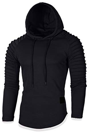 Xmiral Herren Sweatshirt Top Herbst Langarm Plaid Hoodie Mit Kapuze T-Shirt Outwear Streetwear Kapuzenpullover Outdoor Sportbekleidung(Y Schwarz,L)
