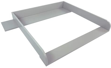 Puckdaddy Aaron | Wickelaufsatz kompatibel mit IKEA Hemnes Kommoden u.Ä. | 108x80x10 cm | Wickelauflage mit Blende aus grauem MDF-Holz | Premium Wickelaufsatz inkl. Montagematerial zur Wandmontage