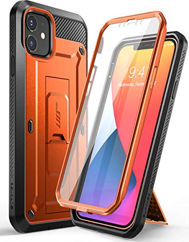 SUPCASE Unicorn Beetle Pro Series Full-Body Rugged Holster Case with Built-in Screen Protector for 5.4-Inch iPhone 12 Mini (2020), Orange