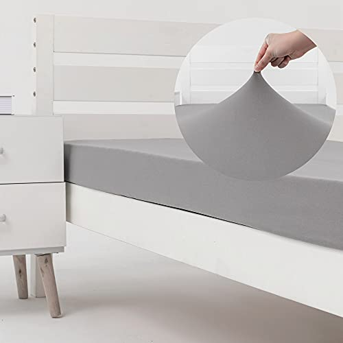 Nur Spannbettlaken für Kinderbett, 4-Wege-Stretch-Jersey, gestrickt und eng anliegend, für Etagenbetten, Camping, Wohnmobil, Klappbetten, weich und bequem – Hellgrau, Etagenbett/Kinderbett-Doppelbett