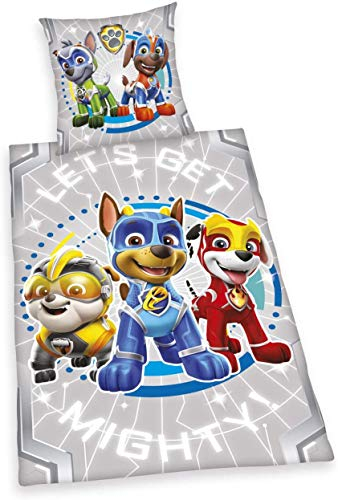 Bettwäsche glatt Paw Patrol LEUCHTET IM Dunkeln Chase Rubble Marshall Chilling Pubs 135 x 200 cm NEU - All-In-One-Outlet-24 -
