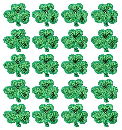 TOYANDONA 20 Stück Pailletten Kleeblatt Aufnäher St. Patricks Day Kleidung Applikationen Nähen auf Stickerei Patches DIY Nähen Handwerk Zubehör für Kleidung Kleid Dekor