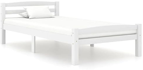 vidaXL Massivholzbett Einzelbett Bettgestell Bett Holzbett Bettrahmen Lattenrost Schlafzimmerbett Schlafzimmermöbel Weiß Kiefer 100x200cm