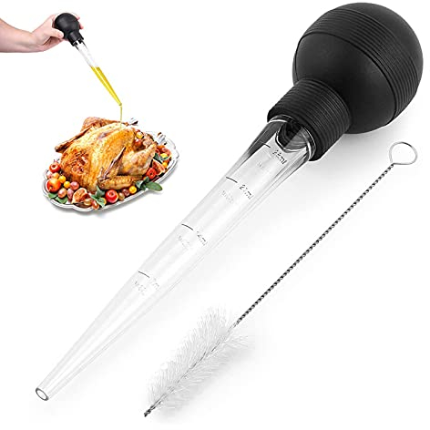 BLBK Plastic Turkey Baster Cooking Set Includes Meat Baster, 1 Cleaning Brush for BBQ Grill Baking Kitchen Cooking