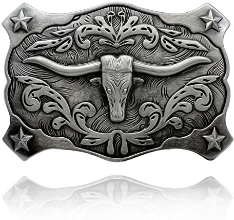 XGALBLA Indianer Cool Bull Head Vintage Western Cowboy Gürtelschnalle für Herren groß, Stil 3: Silberfarben, Large