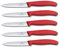 Victorinox Juego de 5 cuchillos para verduras Swiss Classic, rojo, 10 cm sin borde dentado, cuchillo de tomate