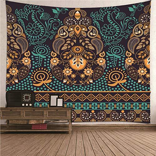 Banemi Aesthetic Wandbehang, Teppich Vintage Braun Cyan Ethnisches Vintage Muster Polyester Wandteppich Schlafzimmer Dekor 150x130CM