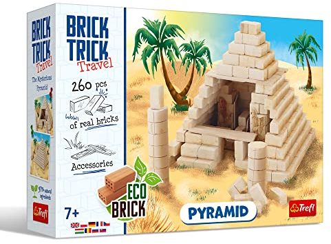 Brick Trick Trefl BAU mit Ziegel Reisen – Pyramide – Uraltes Bauen, natürlicher Ziegel, ECO Ziegelblöcke, DIY, über 260 Ziegel, für Baufans, Kreativset für Kinder ab 7 Jahren