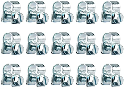 Mini Schlauchschellen 7-9mm 15Stk Stark Gelenkbolzenschelle Spannbackenschelle Bandschelle Schellen Rohrschellen Klein Schlauchklemmen für Mini Kraftstoffleitungs Benzinrohr Auspuffrohr
