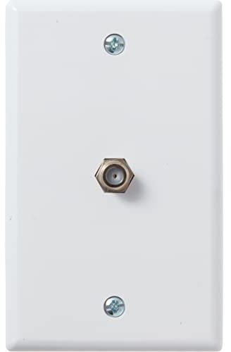 Newhouse Hardware 2.75 x 2.75 x 4.5 in. 1-Port TV Cable Wall Plate with F-Connector for Coaxial Cable, 5-Pack TVP-WH-01, Outlet Cover Wall Plate with Coax Cable Connector, Jack Plate for DIY or Refits