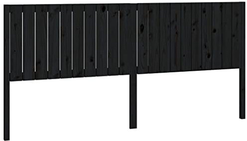 vidaXL Kopfteil Betthaupt Bettkopfteil für Bett Bettgestell Bettrahmen Holzbett Massivholzbett Schlafzimmer Schwarz 205,5x4x100cm Massivholz Kiefer