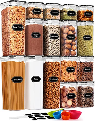 KAHEIGN 16Pcs Vorratsdosen Set Frischhaltedosen mit Deckel, 4 Größen Luftdichte BPA-frei Vorratsbehälter Kunststoff Durchsichtig Aufbewahrungsbox Küche, Müsli Vorratsdose mit Deckel für Mehl