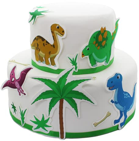 Essbare Tortendeko - Dinosaurier - Fondant Kuchen Tattoo aus essbarem Zuckerpapier