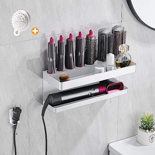 Zimso Aufbewahrungshalter, kompatibel mit Dyson Airwrap Lockenstab Zubehör, Wandhalterung, Ständer, Aufbewahrungsregal, Werkzeug für Zuhause, Badezimmer, Regal, Organizer, Weiß