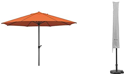 Schneider Sonnenschirm Adria, terracotta, 350 cm rund, 685-05, Gestell Alu/Stahl, Bespannung Polyester, 7.9 kg & Schutzhülle für Sonnenschirme bis 400 cm Ø, 833-00, silbergrau, 250 x 27/44 cm, 0.3 kg