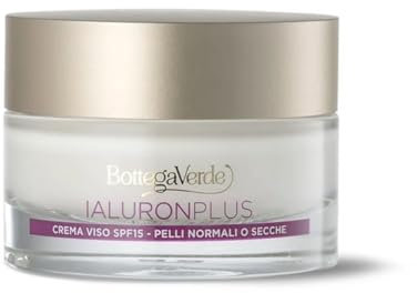 Bottega Verde - Ialuron Plus, Crema Viso Antirughe e Antietà, 50 ml, con Acido Ialuronico, SPF 15, Azione Idratante e Ricompattante, Pelli Normali o Secche