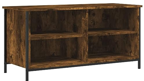 vidaXL TV Schrank, Fernsehschrank mit Eisenbeinen, Fernsehtisch für Wohnzimmer, Lowboard Sideboard TV Ständer TV Gerät, Räuchereiche Holzwerkstoff