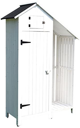 Hoher Outdoor-Lagerschuppen aus Holz mit unabhängigem Raum Oben, großer Aufbewahrungsschrank für Gartengeräte, wasserdichtes Gartenhaus für Terrassenmöbel, Hinterhof (Größe: C) (C)