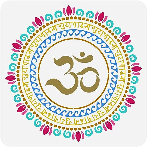 FINGERINSPIRE Mandala Schablone 30x30 cm Wiederverwendbar Aum Orgonit Symbol Zeichenvorlage DIY Kunst Indische Buddhistische Spirituelle Schablonen Zum Malen Auf Holz Wand Stoff Möbeln