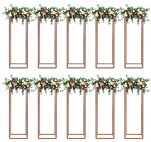 10PCs Metall Blumenständer für Hochzeit Tisch Mittelstücke, 31.49inch hohe Gold Hochzeit Blumenständer für Blumenarrangement, Blumen Vase Stand für Party, Home Deco (80cm)