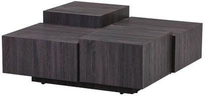 Home Deluxe - Couchtisch Nayeli - Dunkle Holzoptik, Größe: 96 x 96 x 39 cm, MDF Platte, ohne Montage I Wohnzimmertisch Beistelltisch Sofatisch