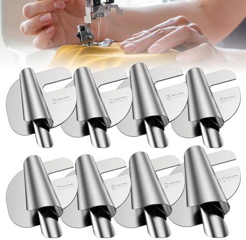 MrCrafts Lot de 4 Pieds ourleurs universels (7/8/9/10 mm), Pied pour Marteau à Ourlet roulé pour Machine à Coudre, Fixation de Rouleaux, Pied presseur de Couture roulé, Accessoires et Outils de