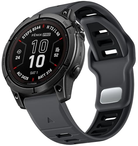 Negatta 22mm Quick Fit Armband Kompatibel mit Garmin Fenix 7/7 Pro/6/6 Pro/5/5 Plus, Forerunner 965/955/945/935/745, Approach S70 47mm/S62/S60/Epix 2/2 Pro 47mm,Weiches Silikonband für Garmin Instinct