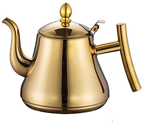 Bouilloire sifflante en acier inoxydable avec passoire pour théière de restaurant (dorée 1L)