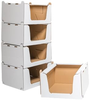 karton-billiger | Stapelkarton aus Wellpappe Lagerkarton Lagerbox Stapelbox weiß, Größe S - 380x360x200mm - nachhaltig (4)