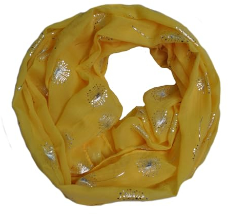 Generic Seide Loop Schal Halstuch Schals Rundschal Schlauchschal Tücher Damenschal Pusteblumen glitzer Damen (Gelb)