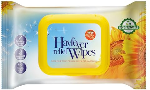 Hayfever Wipes | Biodegradable Allergy Relief | Natural Remedy for Hay Fever 30 Wipes | Resealable Pack | Suitable for Face and Hands