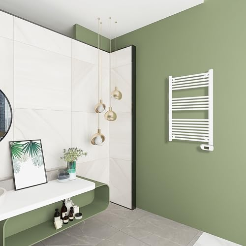 AICA Sanitaire Radiateur Sèche-Serviette électrique 980 x 500 mm Blanc 500W, avec Affichage de la température par LED