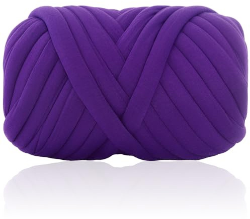 50M dicke Wollewollen 1000g sperrige Armstrickwolle für Teppich häkeln (Dunkellila)