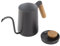 Camping-Kaffeekanne, 600 Ml, Edelstahlgriff, PTFE-Wasserkocher, Schwanenhals-Wasserkocher, Herd-Tropfkaffeekanne mit Holzgriff für den Nachmittagstee zu Hause (BLACK)