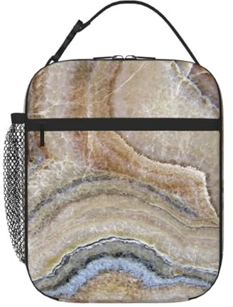 AABSTBFM Isolierte Lunchtasche mit Onyx-Stein, hellblau, bedruckt, tragbar, Thermo-Kühltasche, Lunchbox, für Erwachsene, Männer und Frauen